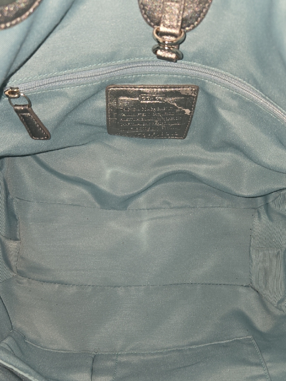 Coach Canvas Starfish Tote in Cream, Blue & Yellow - Picture 4 of 11